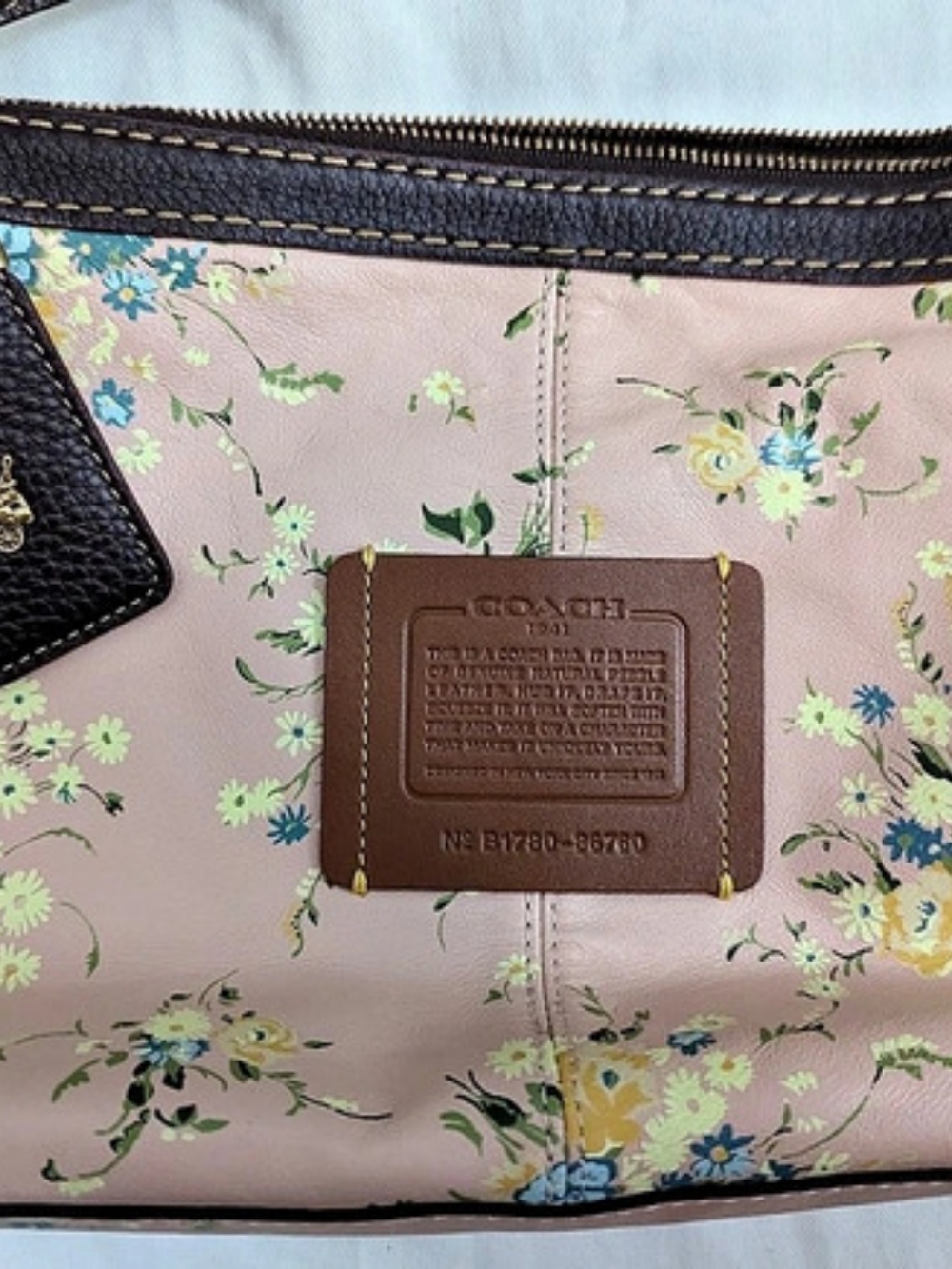 Coach 1941 Bandit 39 Chalk Leather Hobo Bag Floral Pouch 86760